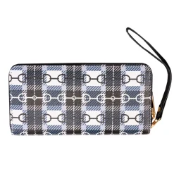 AWST International AWST Lila Black Snaffle Bit Plaid Zippered Wallet W/ Wristlet