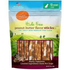 Canine Naturals Hide Free Peanut Butter Flavour Sticks Dog Treats 12 cm - 10 Pack