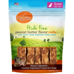 Canine Naturals Hide Free Peanut Butter Flavour Rolls Dog Treats 6 cm - 6 Pack