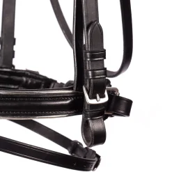 Flexible Fit Equestrian FFE Crystal V Silver Piping Dressage Snaffle Bridle