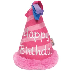 Fou Fou Brands Pink Birthday Hat Crinkle Plush Dog Toy