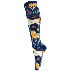 Four White Socks Flower Fillies Knee High Socks