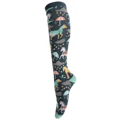 Four White Socks Puddle Ponies Knee High Socks