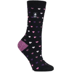 Heat Holders Ultra Lite Orchid Hearts Crew Socks