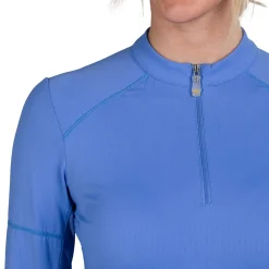 Women Kastel Denmark Solid Long Sleeve Paneled Quarter Zip Top