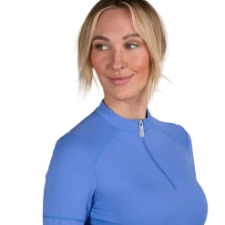 Women Kastel Denmark Solid Long Sleeve Paneled Quarter Zip Top