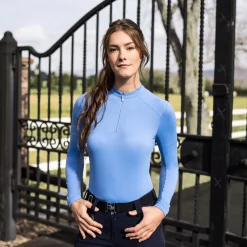 Women Kastel Denmark Solid Long Sleeve Paneled Quarter Zip Top