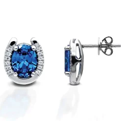 Kelly Herd Blue Stone Horseshoe Earrings