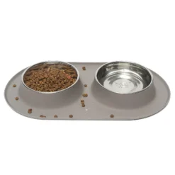 Messy Mutts Double Silicone Feeder Dog Bowl