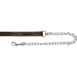 Mondega Fancy Stitched Leather Lead W/ 60 cm Silver Chain