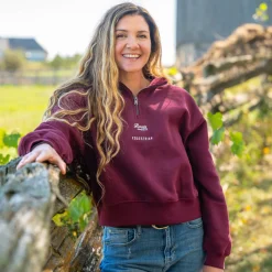 Women Roots Equestrian Sueded Signature Half Zip Top