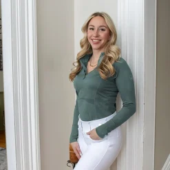 Women TemTeq Liso Seamless Quarter Zip Long Sleeve Top