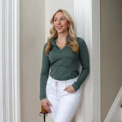 Women TemTeq Liso Seamless Quarter Zip Long Sleeve Top