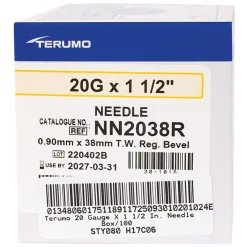 Terumo Medical Corporation Terumo 20 Gauge x 3.8 cm Needle - Box of 100