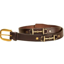 Tory Leather Snaffle Bit Belt W/ Brass Snaffle Bits & Buckle