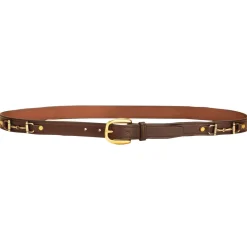 Tory Leather Snaffle Bit Belt W/ Brass Snaffle Bits & Buckle